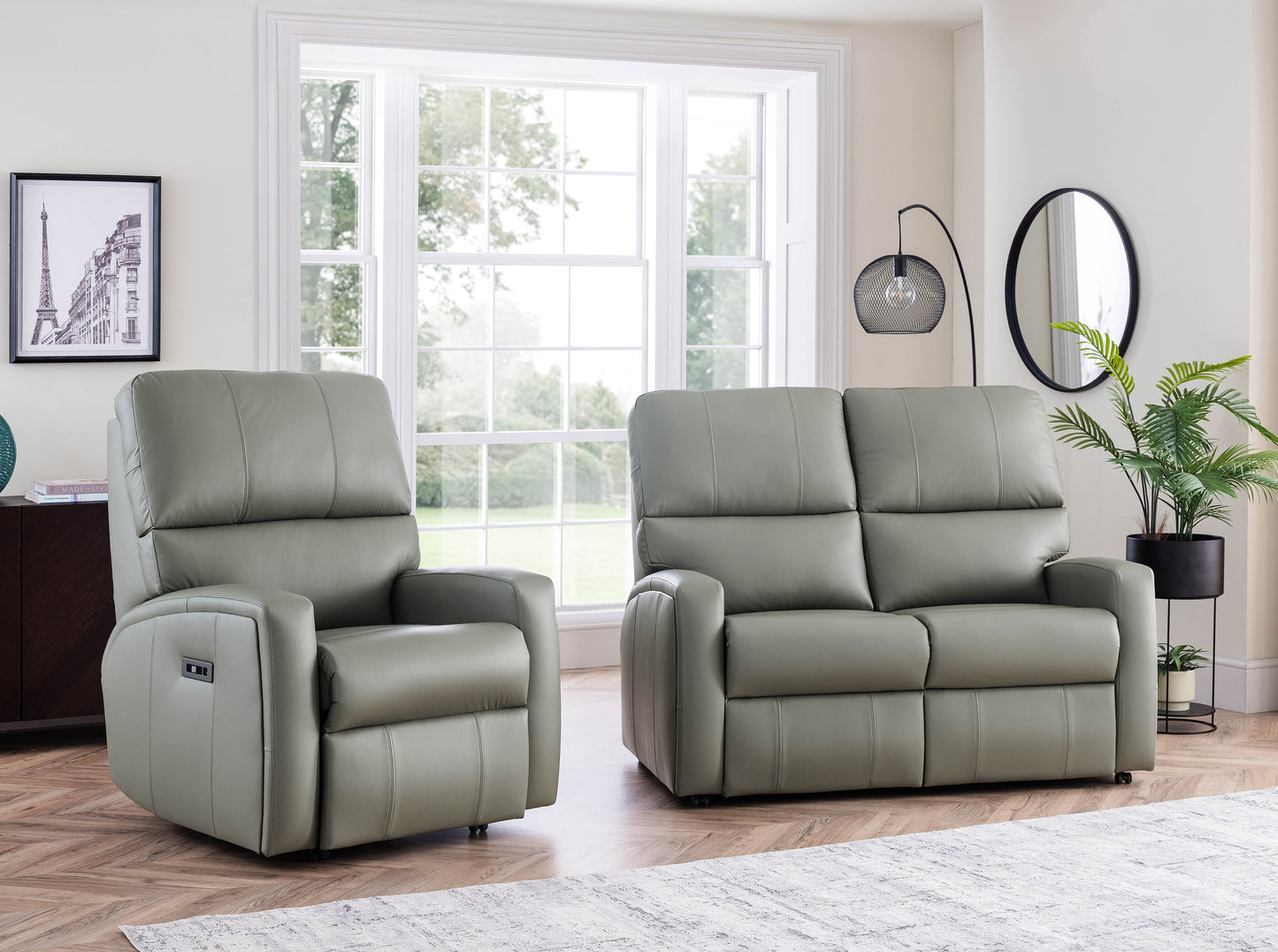 Celebrity Southwell Three Seater Electric Powered Reclining Leather Sofa With Lumbar & Headrest Adjustment Option