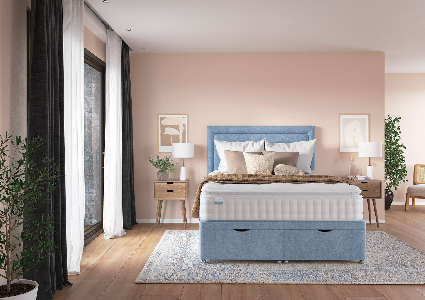 Dunlopillo Elite Comfort Pillow Top Premium Talalay Latex Ottoman Bed Set