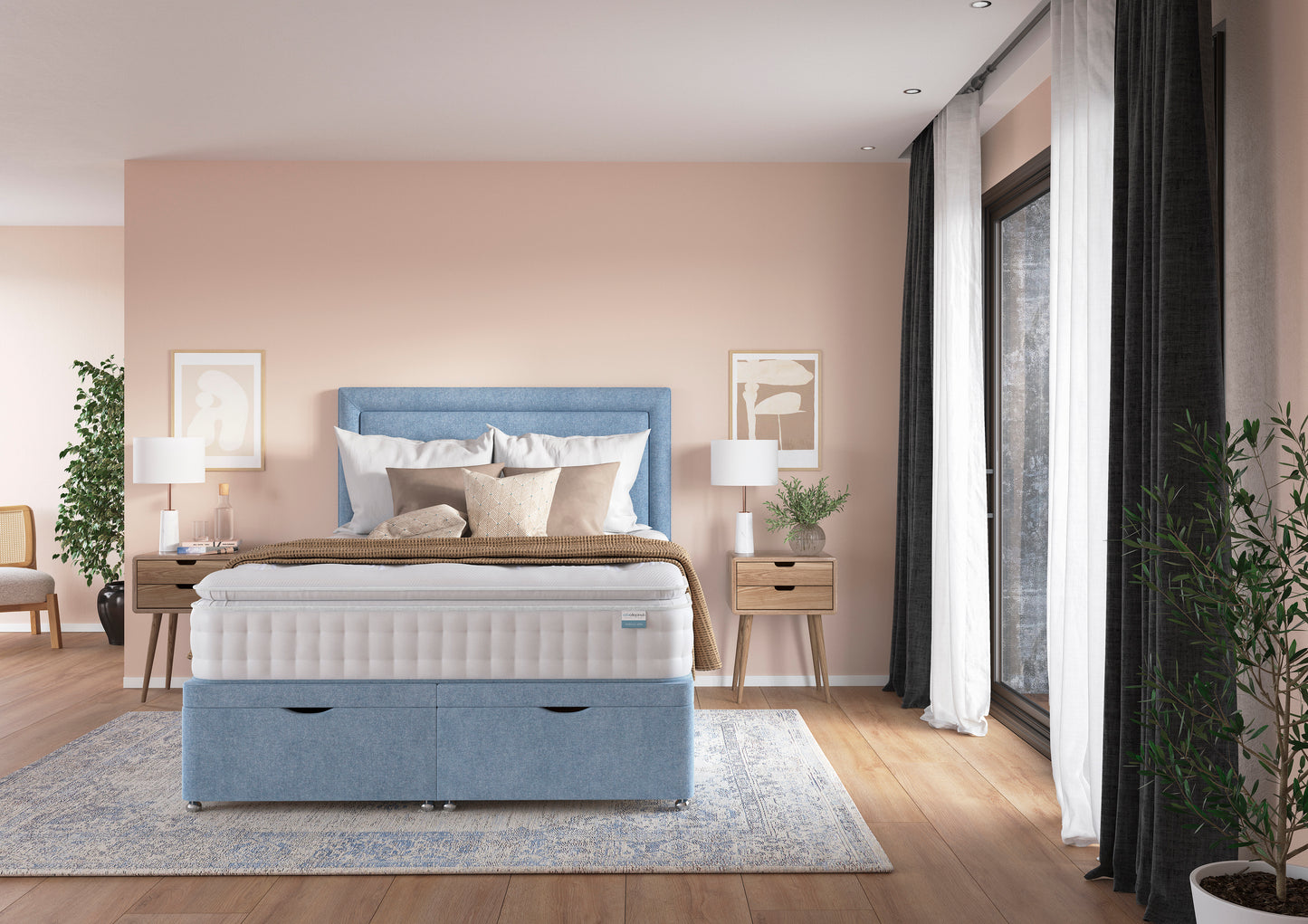 Dunlopillo Elite Comfort Pillow Top Premium Talalay Latex Ottoman Bed Set