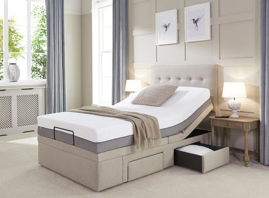 Emerald Motion Divan Adjustable Bed With A Gel 1000 Pocket Sprung Soft Medium Feel Mattress VAT FREE