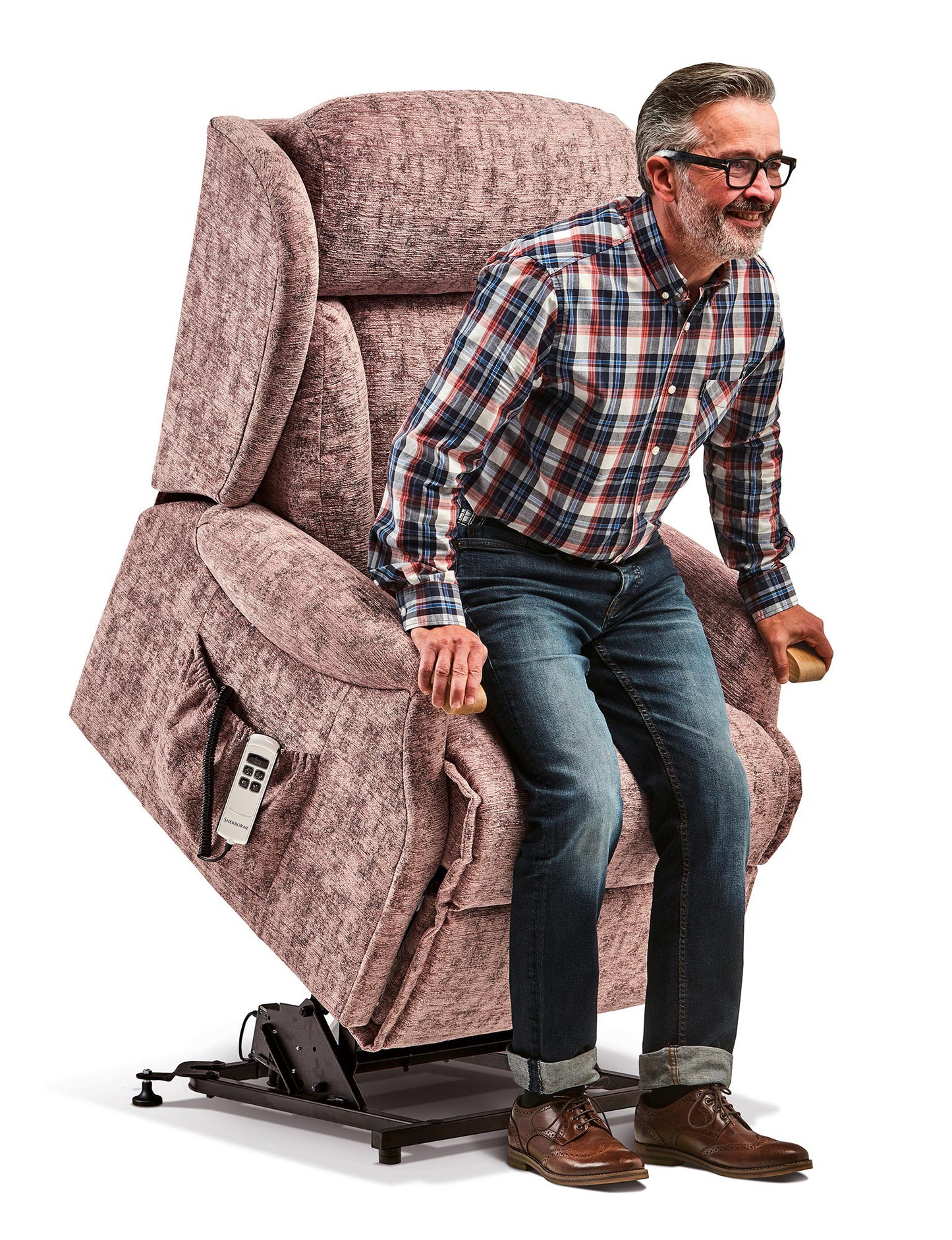 Sherborne Cartmel Knuckle Cloud Comfort Triple Motor Fabric Riser Recliner Armchair With Lumbar & Headrest Adjustment Option VAT FREE