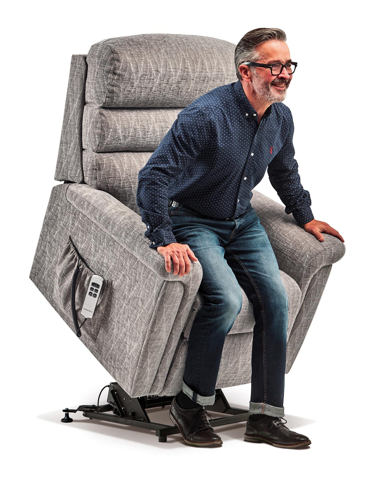 Sherborne Comfi-Sit Cloud Comfort Triple Motor Fabric Riser Recliner Armchair With Lumbar Or Headrest Adjustment Option VAT FREE