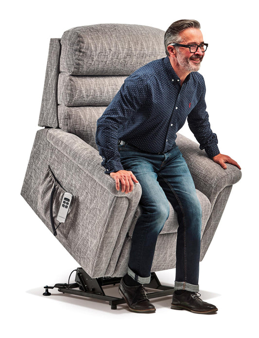 Sherborne Comfi-Sit Dual Motor Fabric Riser Recliner Armchair With Lumbar & Headrest Adjustment Option VAT FREE