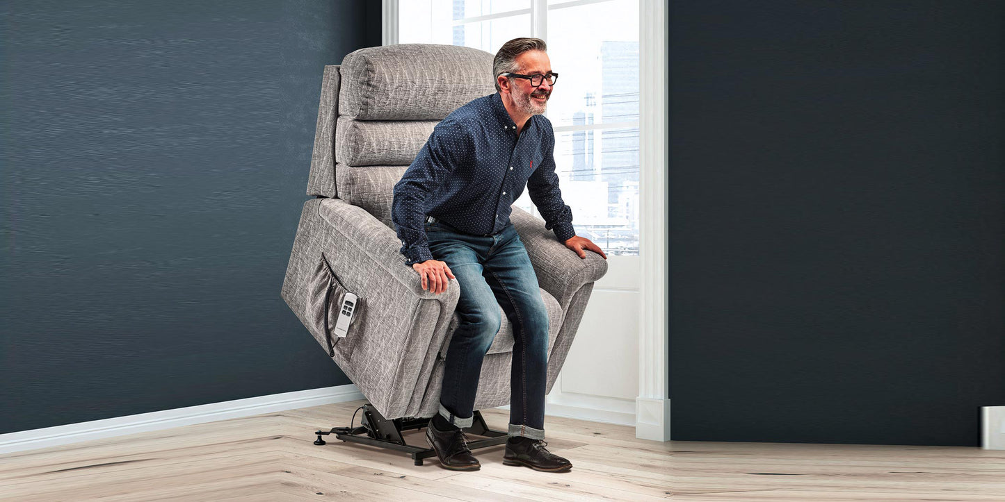 Sherborne Comfi-Sit Cloud Comfort Triple Motor Fabric Riser Recliner Armchair With Lumbar Or Headrest Adjustment Option VAT FREE