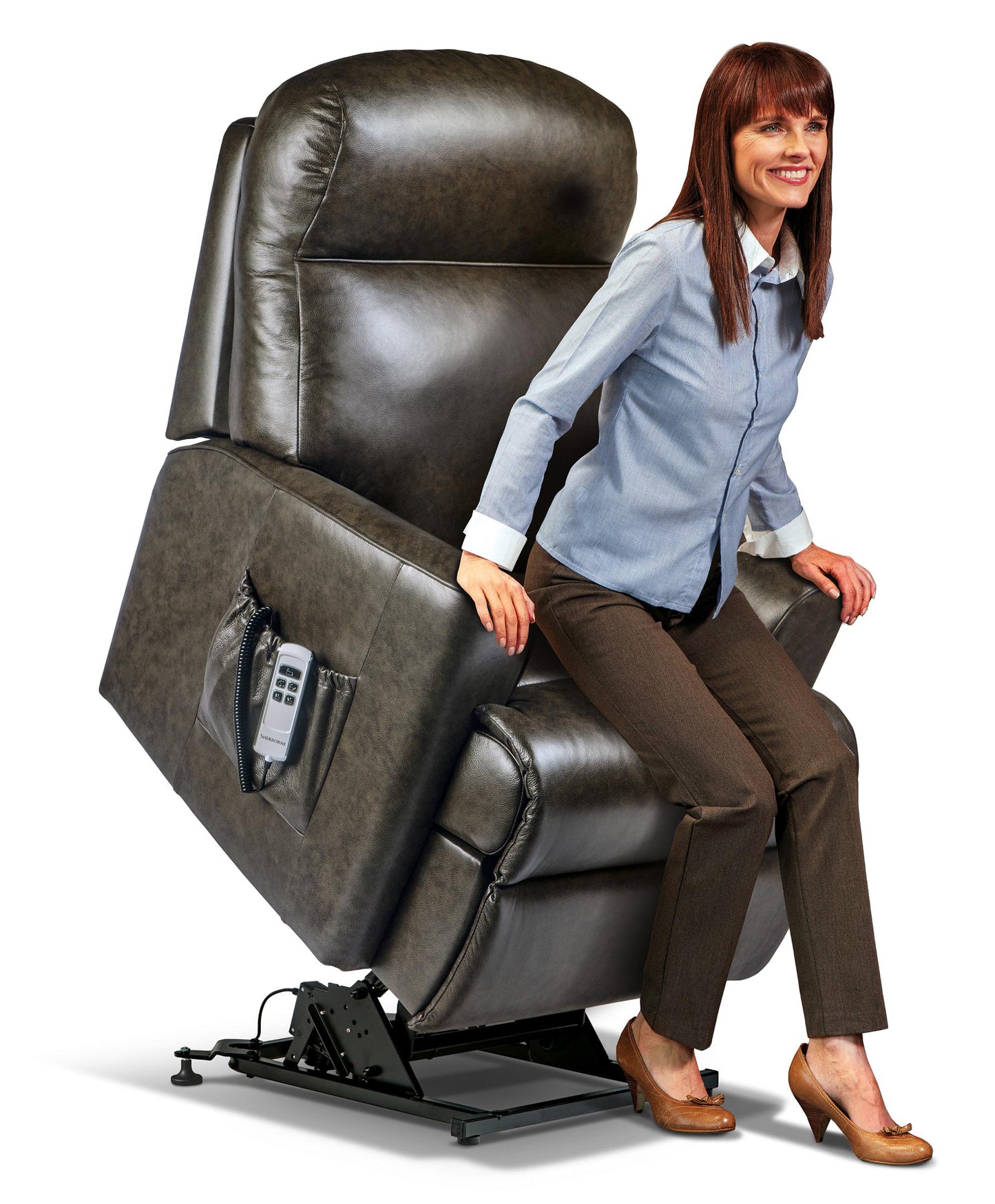 Sherborne Harrow Dual Motor Leather Rise And Recliner Armchair VAT FREE