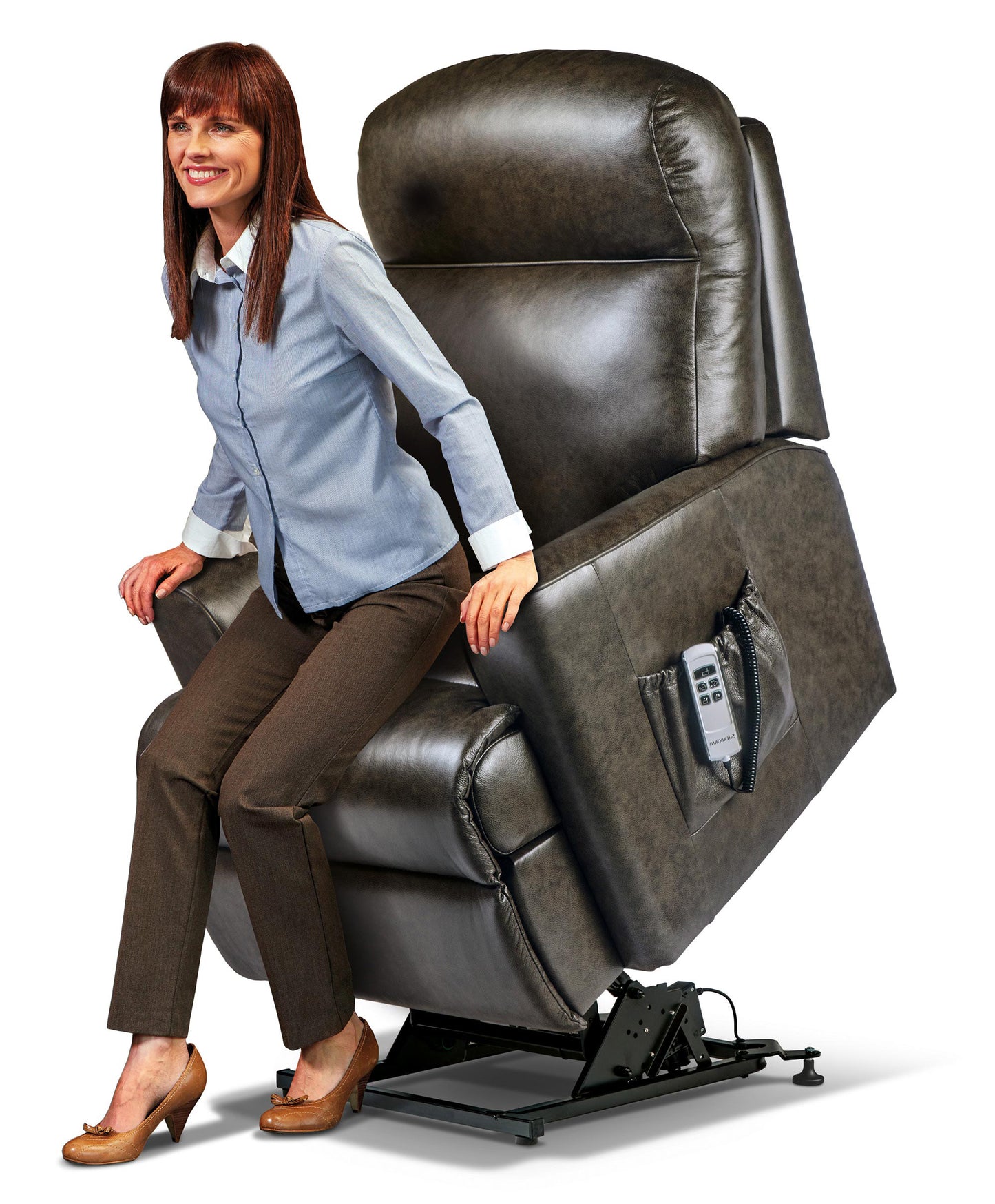 Sherborne Harrow Dual Motor Leather Rise And Recliner Armchair VAT FREE