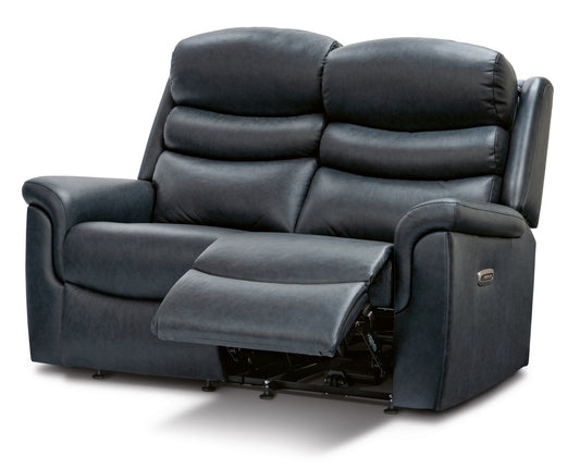Sherborne Leyburn Two Seater Electric Powered Reclining Leather Sofa With Headrest Adjustment Option