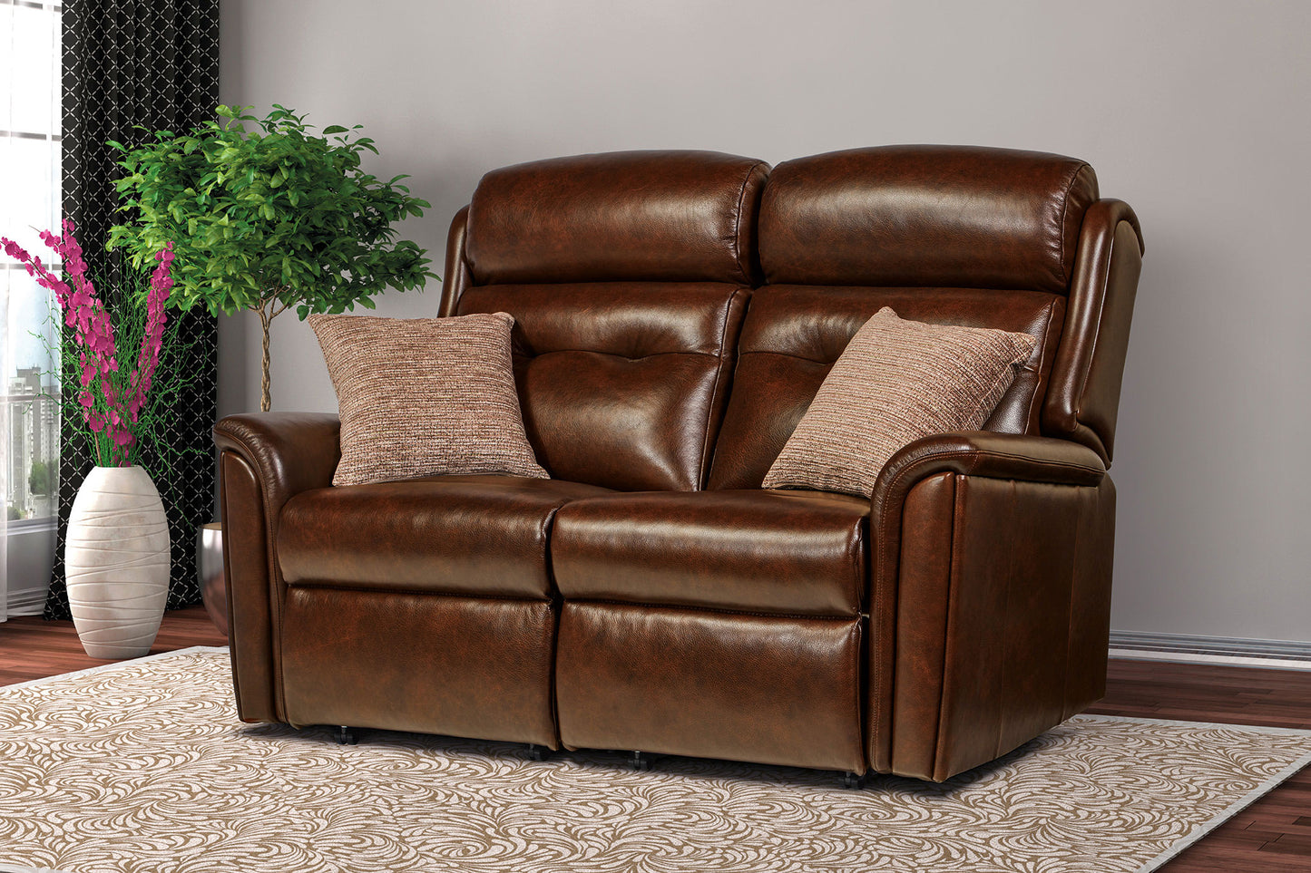 Sherborne Roma Two Seater Manual Reclining Leather Sofa