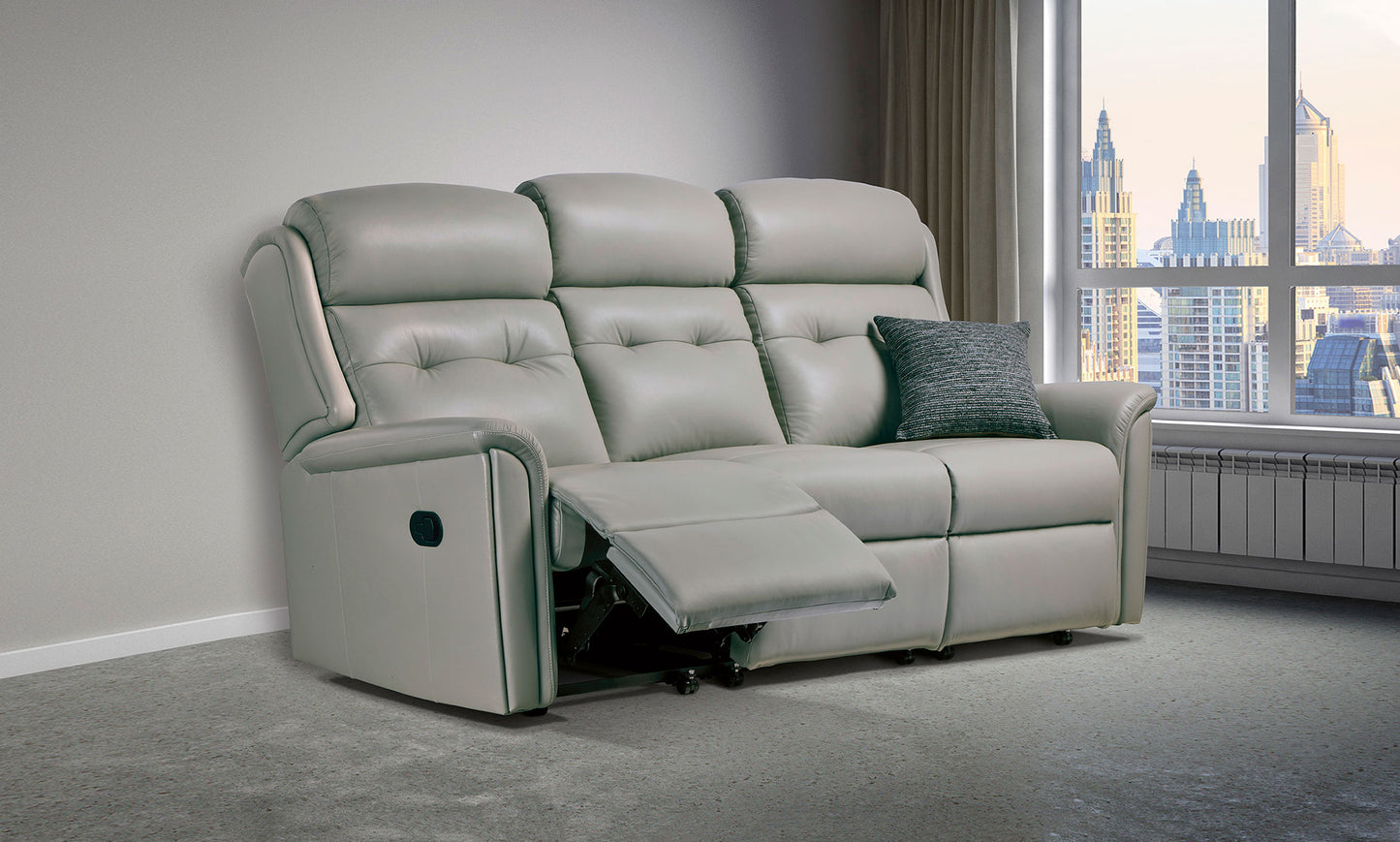 Sherborne Roma Three Seater Manual Reclining Leather Sofa