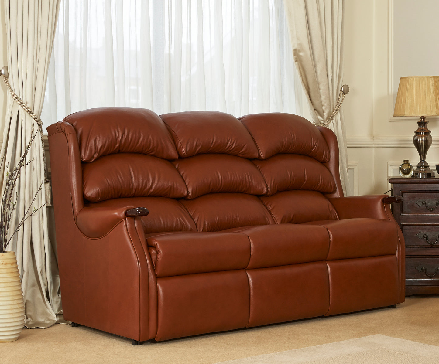 Celebrity Westbury Three Seater Fixed Leather Sofa