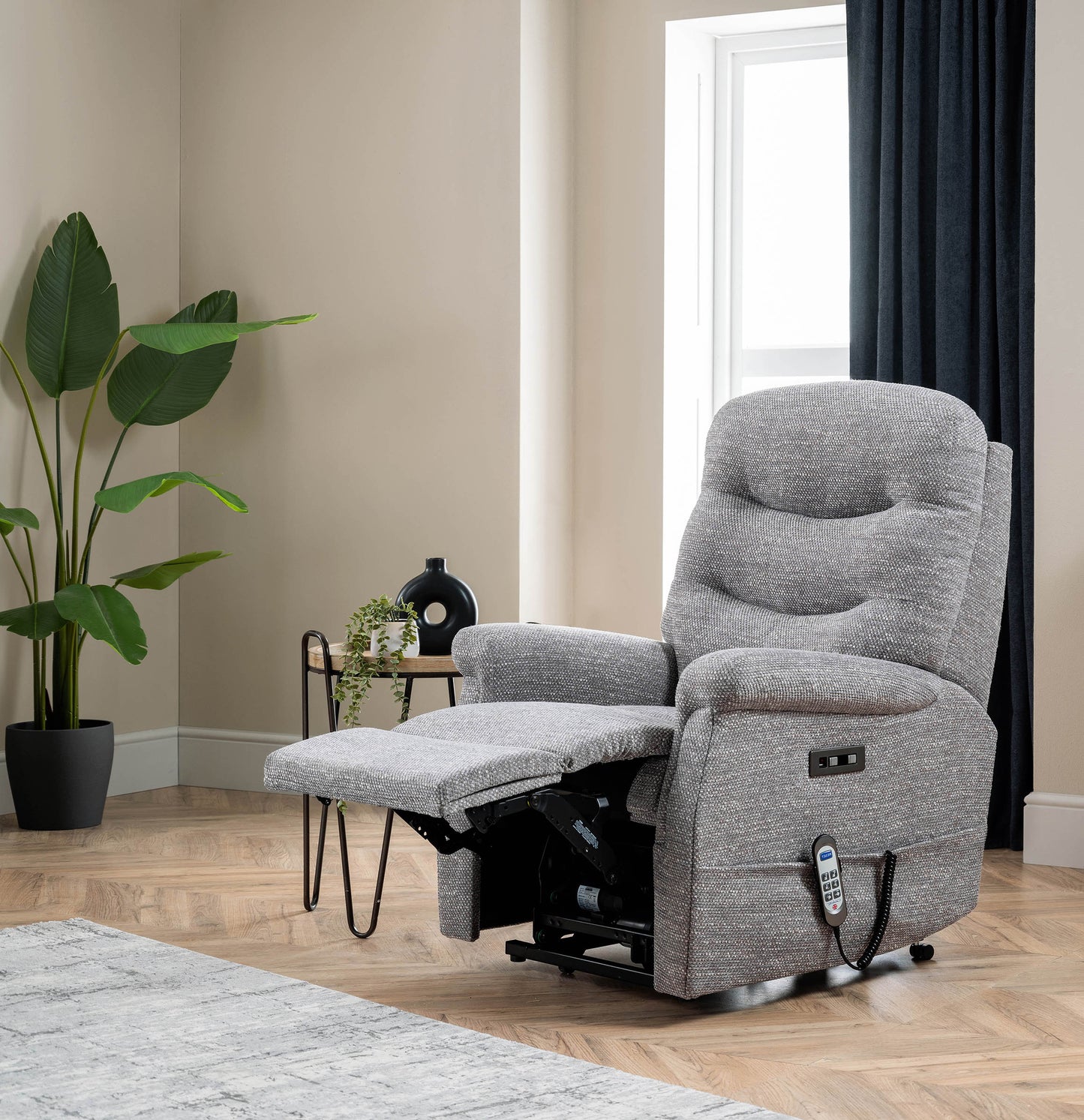 Celebrity Hollingwell Electric Powered Recliner Fabric Armchair With Mammoth Foam & Lumbar & Headrest Adjustment Option