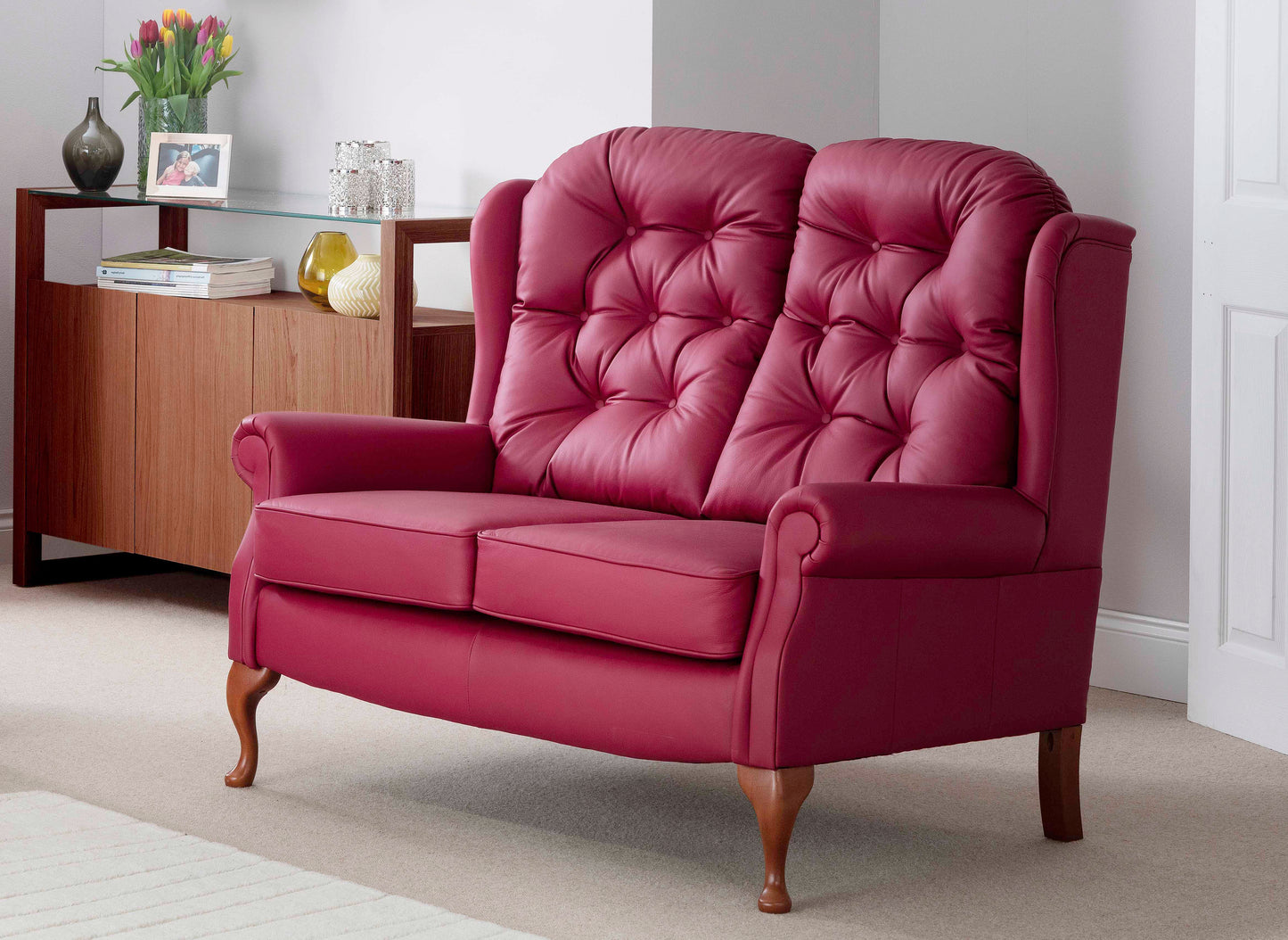 Celebrity Woburn Legged Fixed Leather Fireside Two Seater Settee