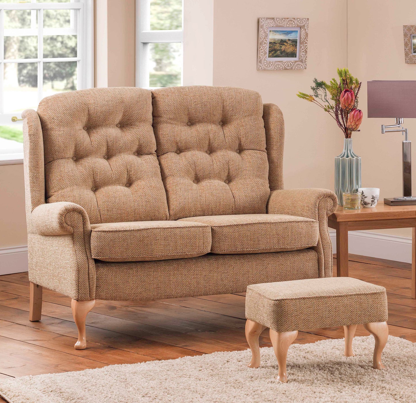 Celebrity Woburn Legged Fixed Fabric Fireside Two Seater Settee