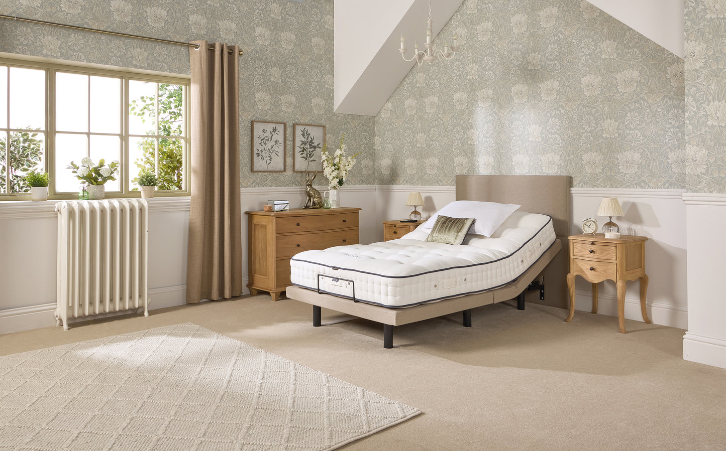 Jade Motion Adjustable Bed With A Natural 2500 Pocket Sprung Medium Feel Mattress VAT FREE