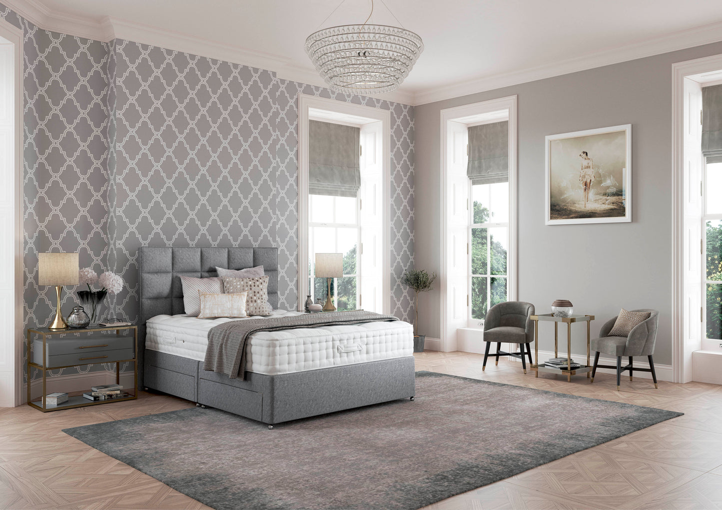 Relyon Balmoral 2000 Pocket Sprung Luxurious Hand Made Divan Bed Set In Either Softer, Medium Or Firmer