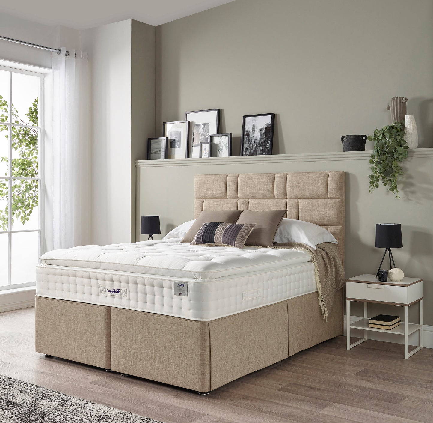 Relyon Bourton Natural Luxury Pillow Top 2150 Pocket Sprung Luxurious Hand Made Medium Feel Divan Bed Set