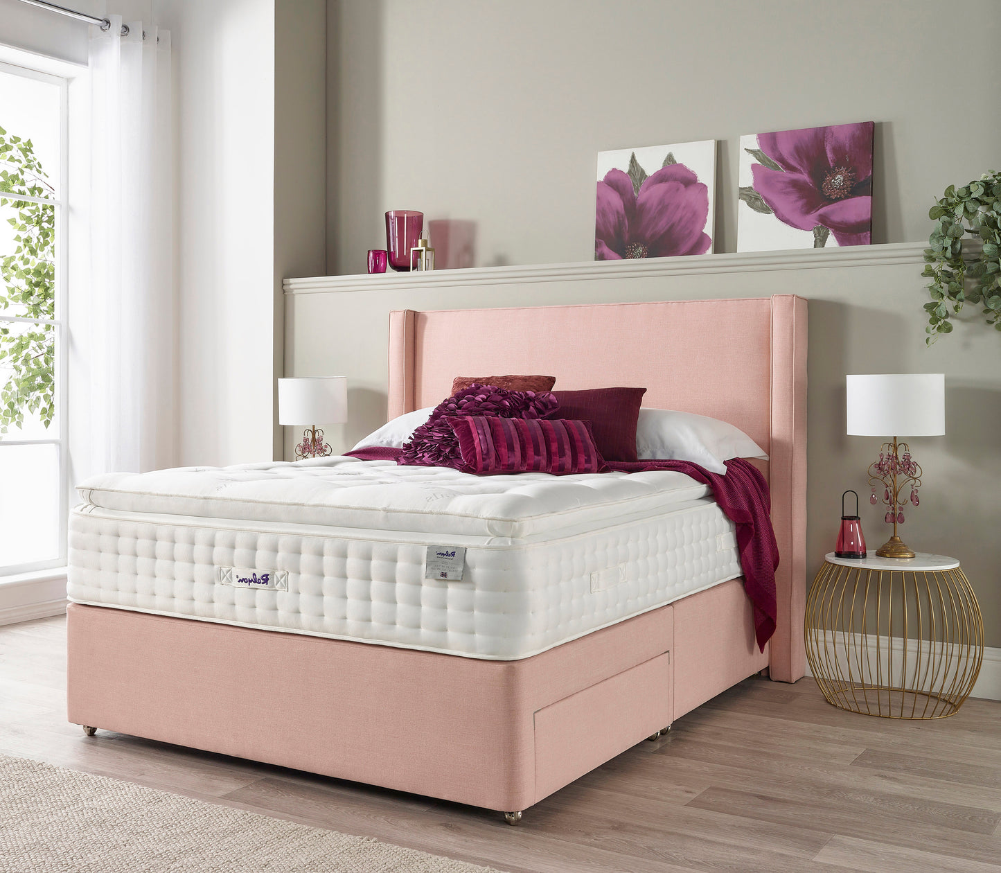 Relyon Henley Natural Luxury Pillow Top 3000 Pocket Sprung Luxurious Hand Made Medium Feel Divan Bed Set