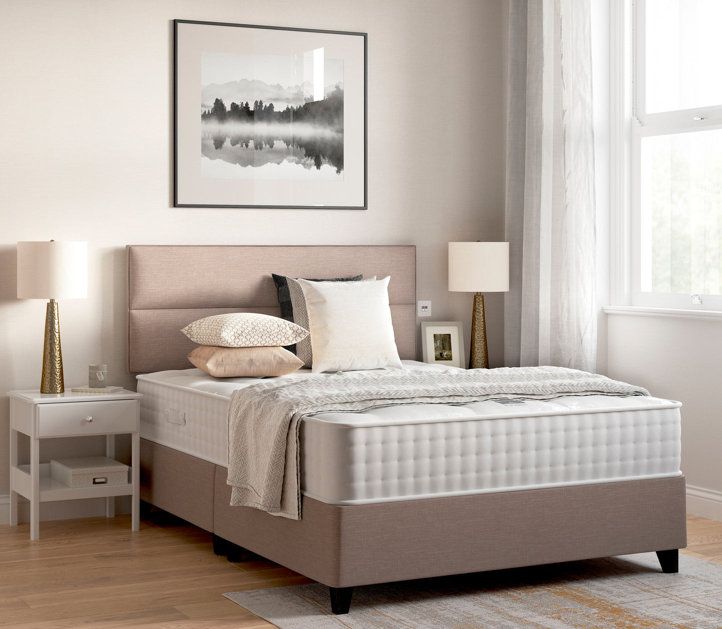 Relyon Luxury Natural Sublime Deluxe 1400 Pocket Sprung Hand Made Medium Feel Divan Bed Set