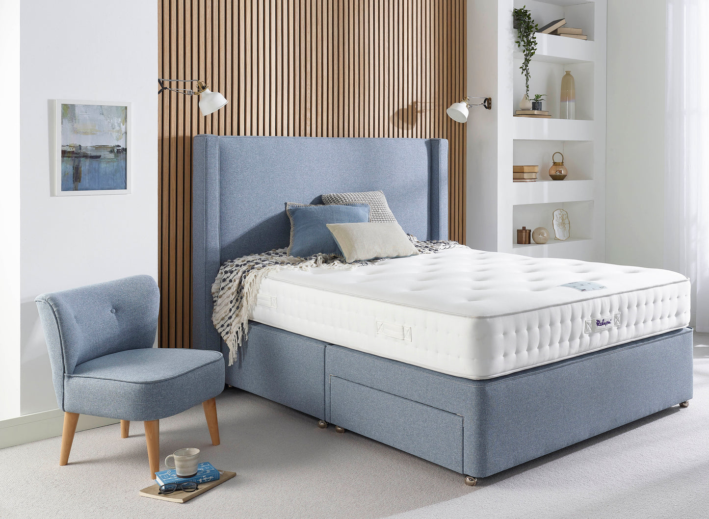 Relyon Rufford Memory 1500 Pocket Sprung Luxurious Hand Made Medium to Firm Feel Divan Bed Set