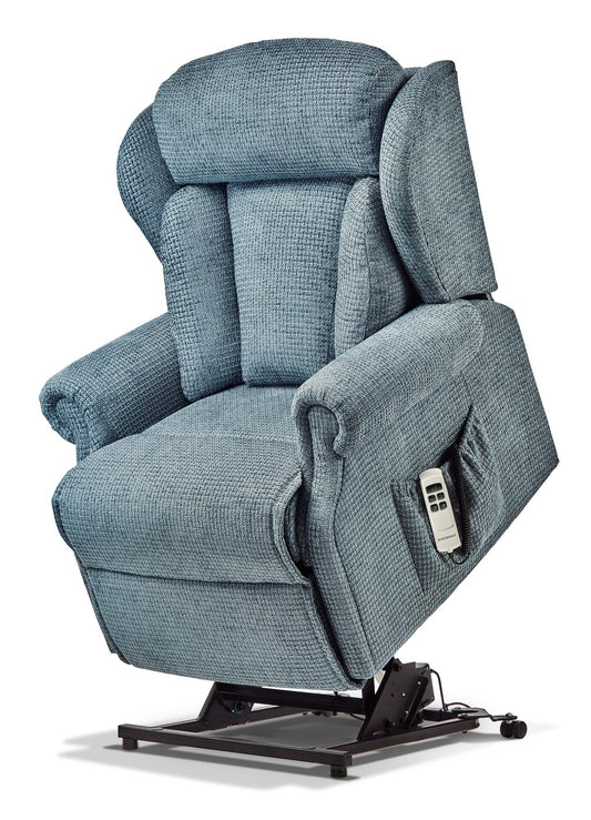 Sherborne Cartmel Single Motor Fabric Riser Recliner Armchair With Lumbar & Headrest Adjustment Option VAT FREE