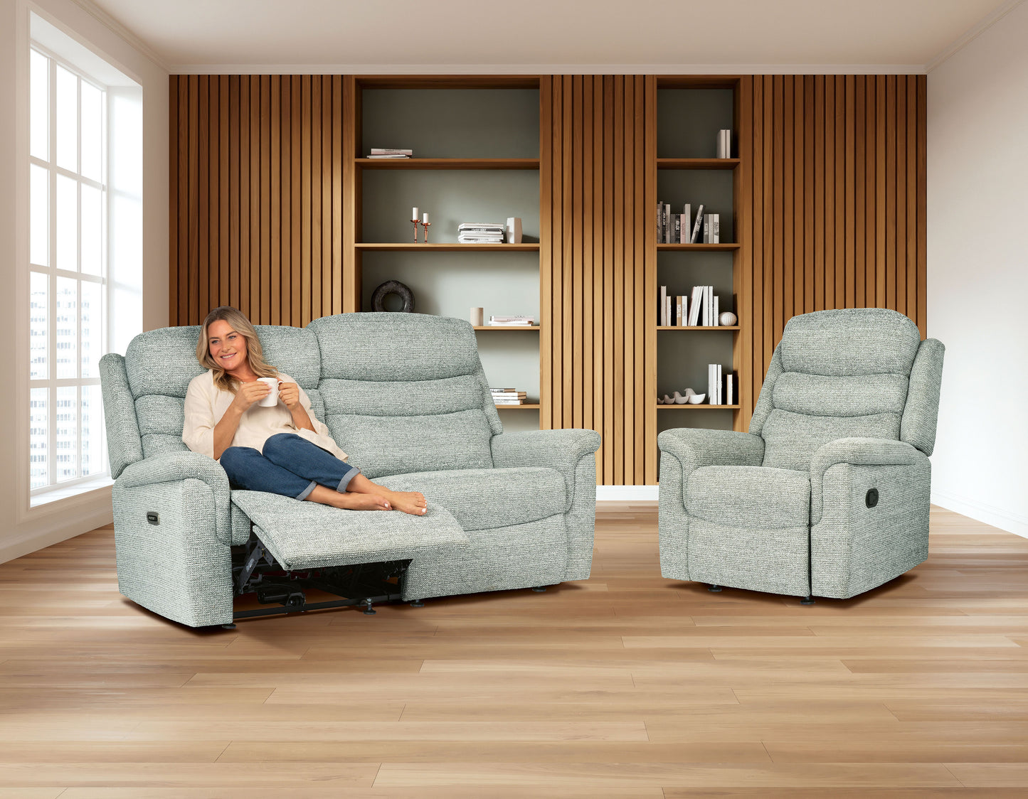Sherborne Leyburn Two Seater Lounger Manual Reclining Fabric Sofa