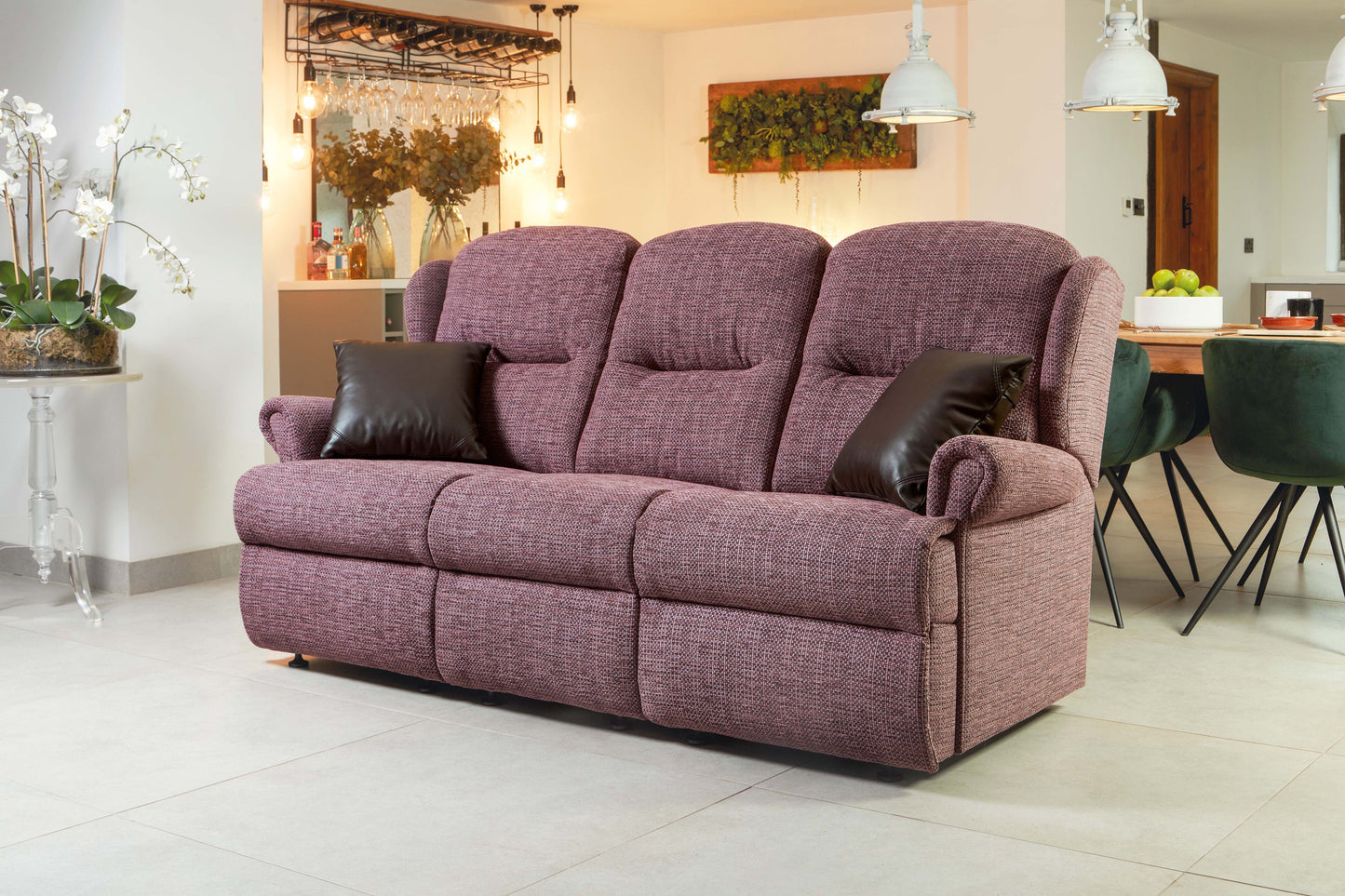 Sherborne Malvern Three Seater Manual Reclining Fabric Sofa