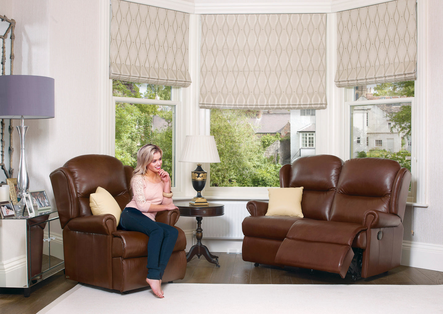 Sherborne Malvern Two Seater Fixed Leather Sofa