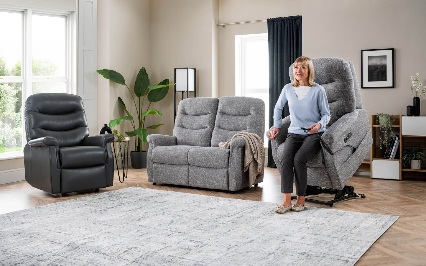 Celebrity Hollingwell Two Seater Settee Manual Reclining Fabric Sofa With Mammoth Foam