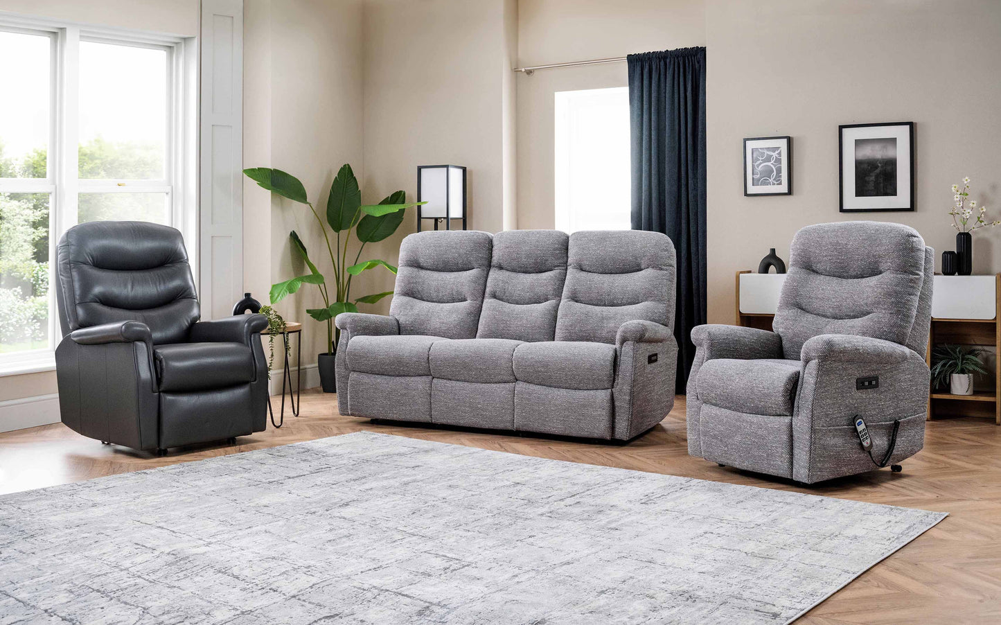 Celebrity Hollingwell Three Seater Settee Manual Reclining Fabric Sofa With Mammoth Foam