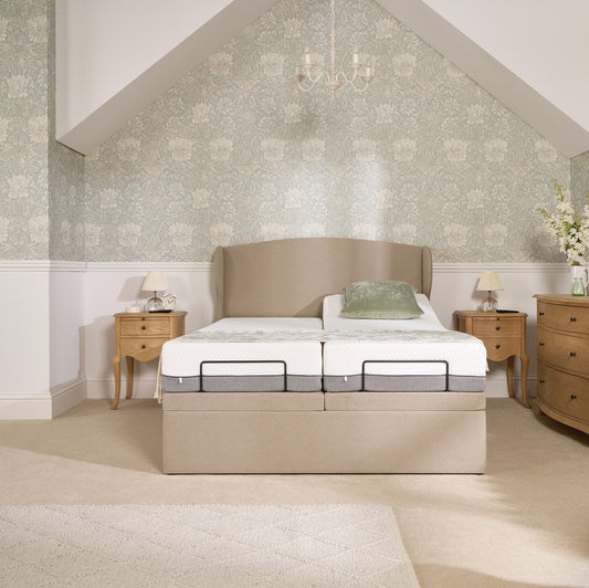 Ruby Motion Divan Adjustable Bed With A Natural 1000 Pocket Sprung Soft Medium Feel Mattress VAT FREE