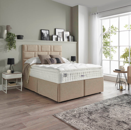 Relyon Bourton Natural Luxury Pillow Top 2150 Pocket Sprung Luxurious Hand Made Medium Feel Divan Bed Set