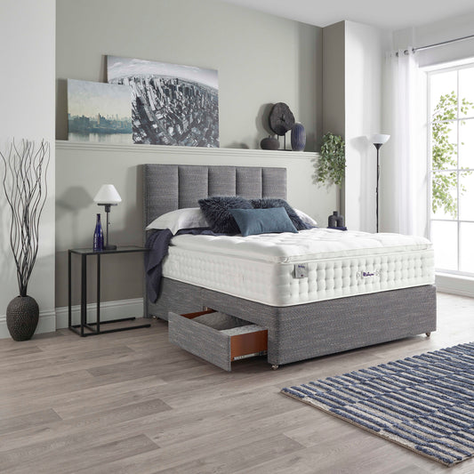 Relyon Chiltern Natural Luxury Pillow Top 2500 Pocket Sprung Luxurious Hand Made Medium Feel Divan Bed Set