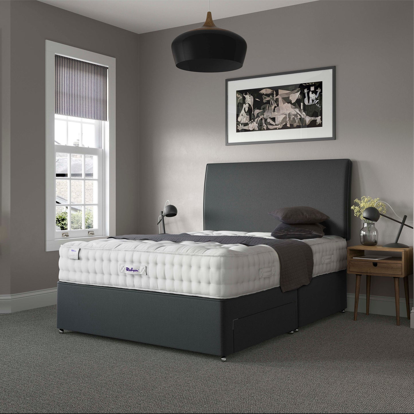 Relyon Luxury Wool 2150 Pocket Sprung Luxurious Hand Made Medium Feel Divan Bed Set