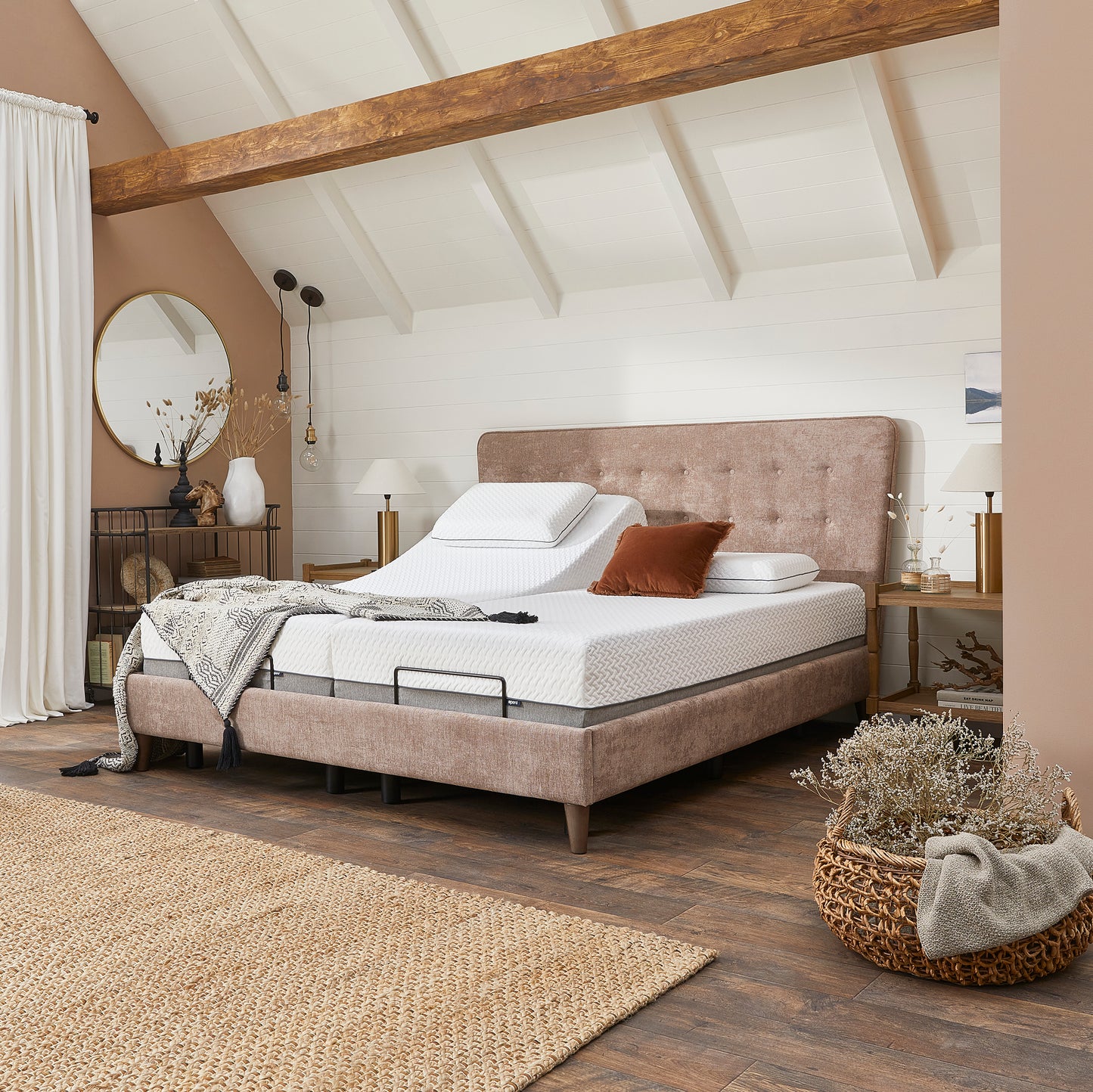 Romeo Premium Upholstered Adjustable Bed With A Natural 2500 Pocket Sprung Soft Medium Feel Mattress VAT FREE