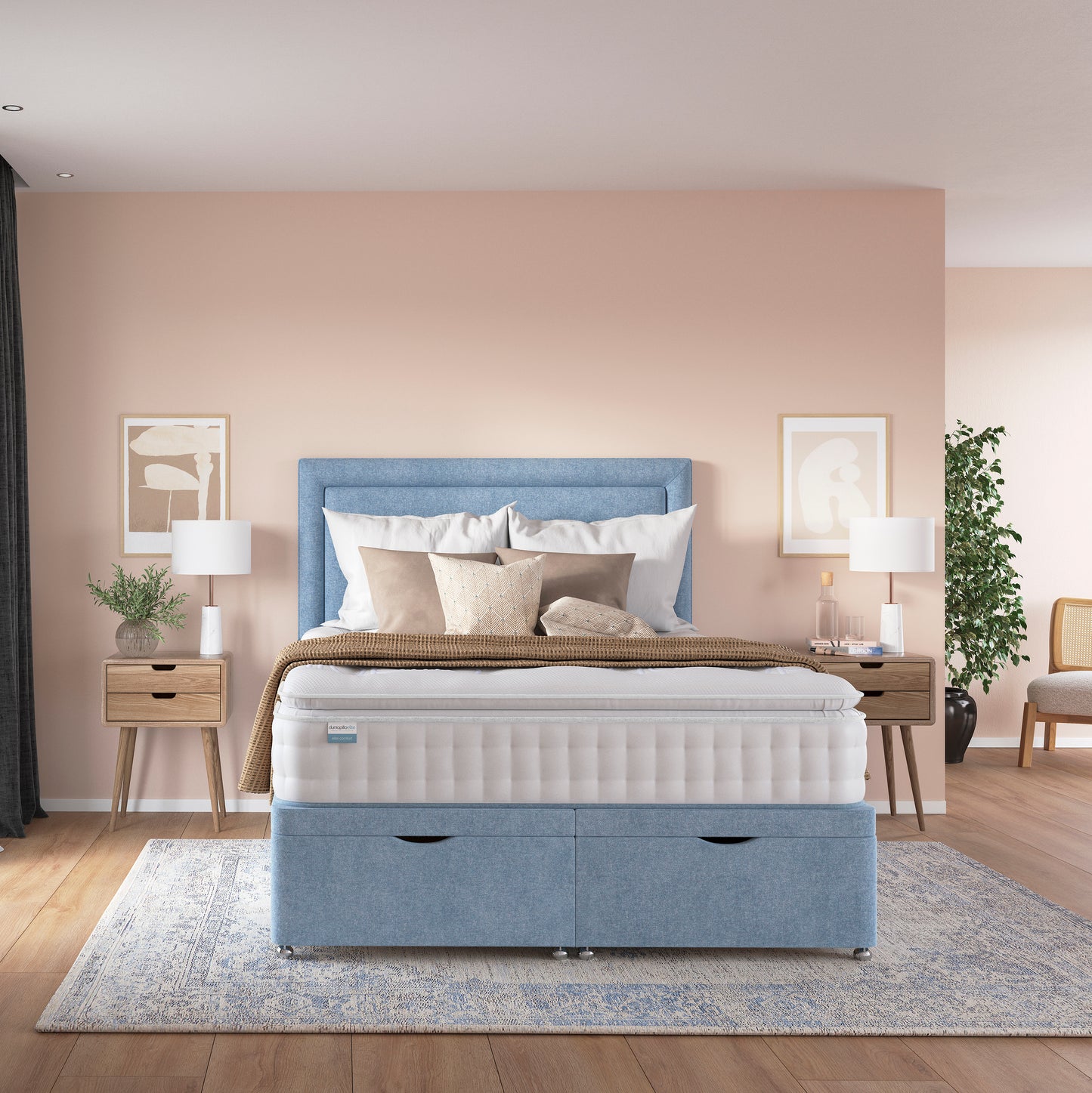 Dunlopillo Elite Comfort Pillow Top Premium Talalay Latex Ottoman Bed Set