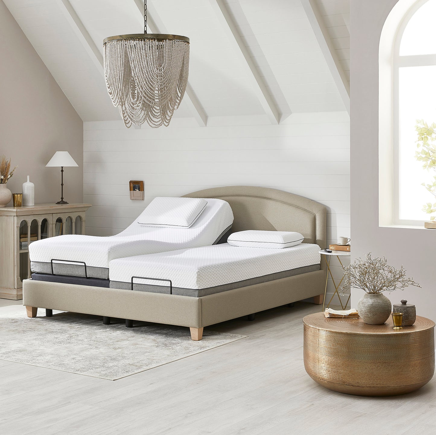 Eden Premium Upholstered Adjustable Bed With A Memory Foam Medium Firm Feel Mattress VAT FREE