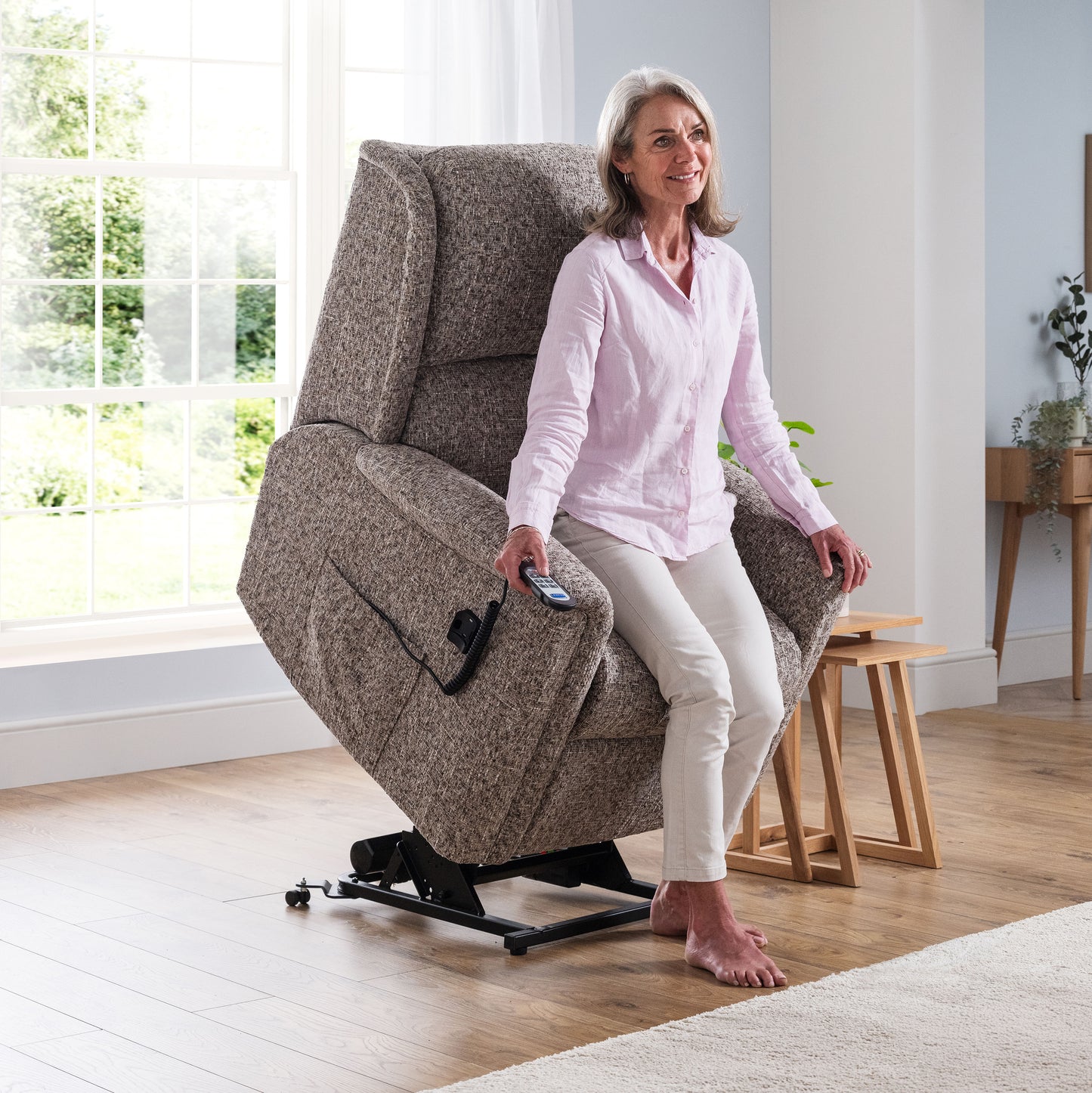 Celebrity Farndon Dual Motor Rise And Recliner Fabric Armchair With Mammoth Foam & Lumbar & Headrest Adjustment Option VAT FREE