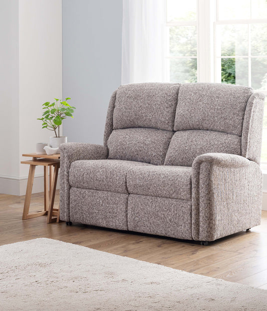 Celebrity Farndon Two Seater Settee Electric Powered Reclining Fabric Sofa With Mammoth Foam & Lumbar & Headrest Adjustment Option