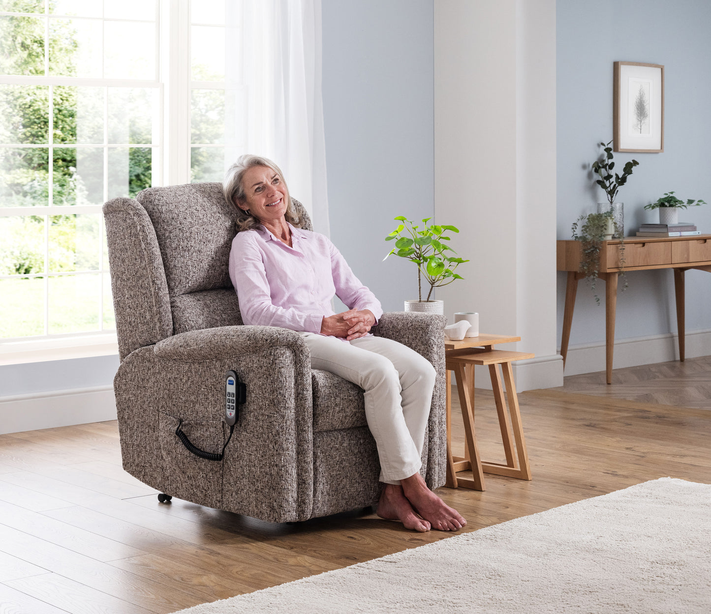 Celebrity Farndon Dual Motor Rise And Recliner Fabric Armchair With Mammoth Foam & Lumbar & Headrest Adjustment Option VAT FREE